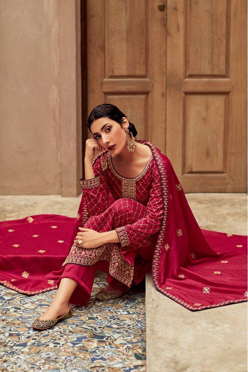 Aashirwad Nargis 9442 To 9446 New Designer Silk Suit Collection view 6