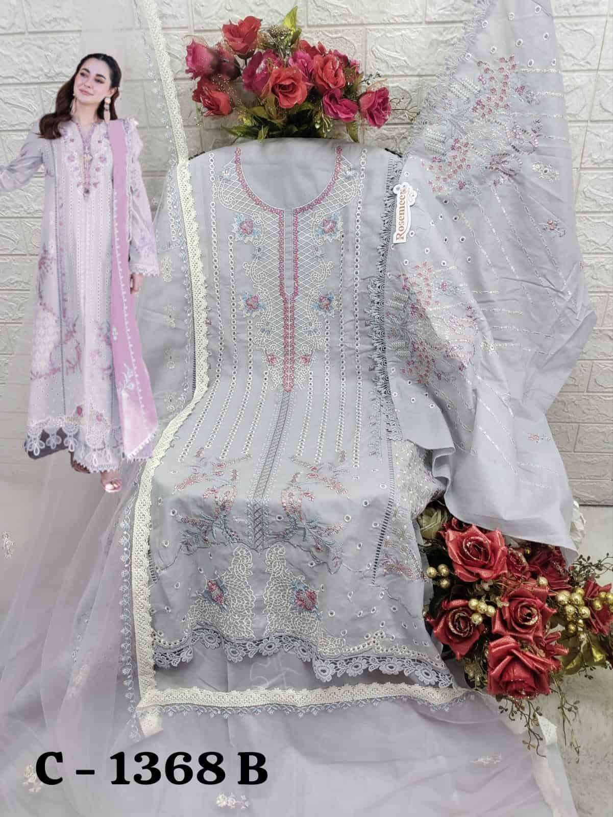 Fepic C 1368 Colors Pakistani Style Designer Embroidered Cotton Suit Exporter view 6