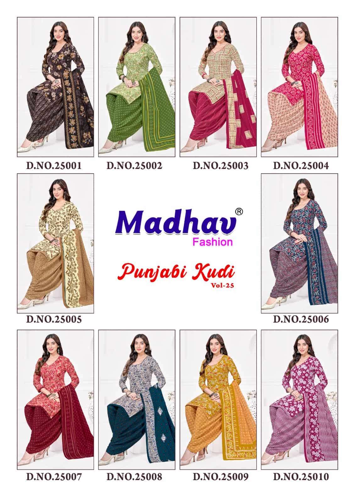 Madhav Fashion Punjabi Kudi Vol 25 Unstitch Cotton Salwar Suit Exporters view 4