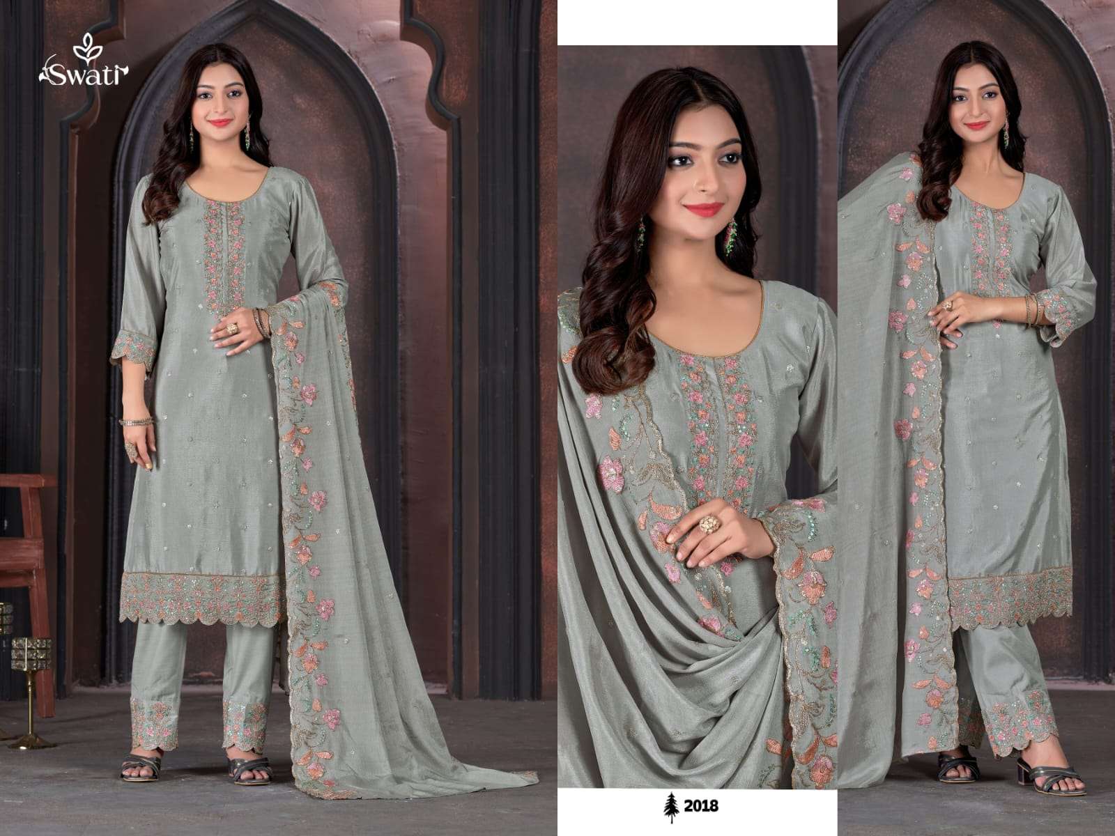 Swagat Swati 2016 To 2020 Festive Wear Chinon Suit New Collection view 3