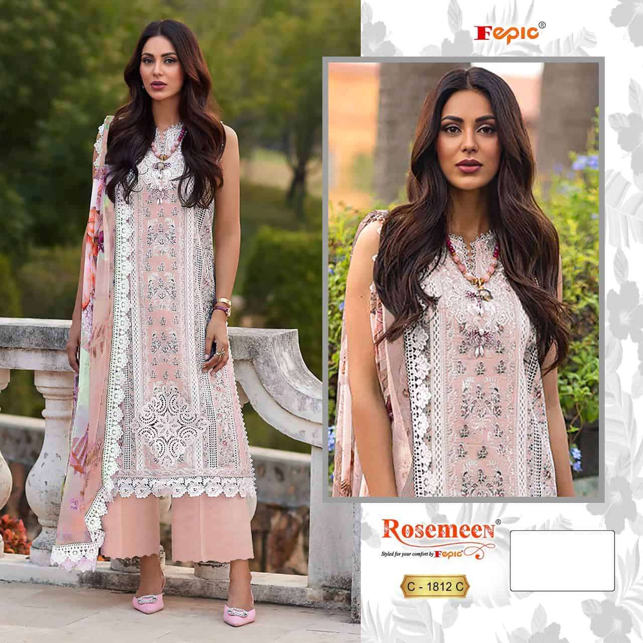 Fepic C 1812 Colors Fancy Designer Embroidered Unstitched Dress Wholesalers view 4