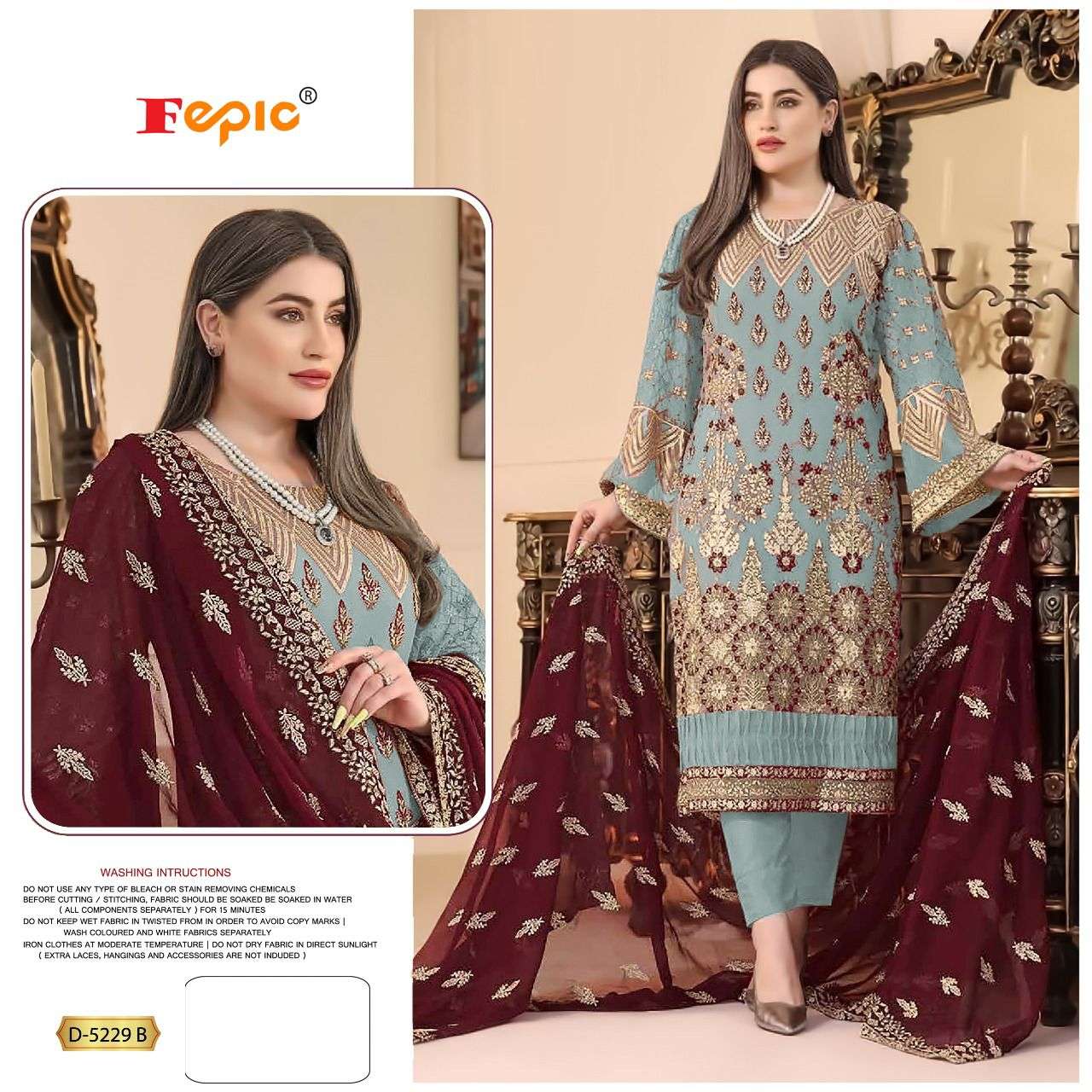 Fepic D 5229 Colors Heavy Embroidery Work Pakistani Suit Collection view 3