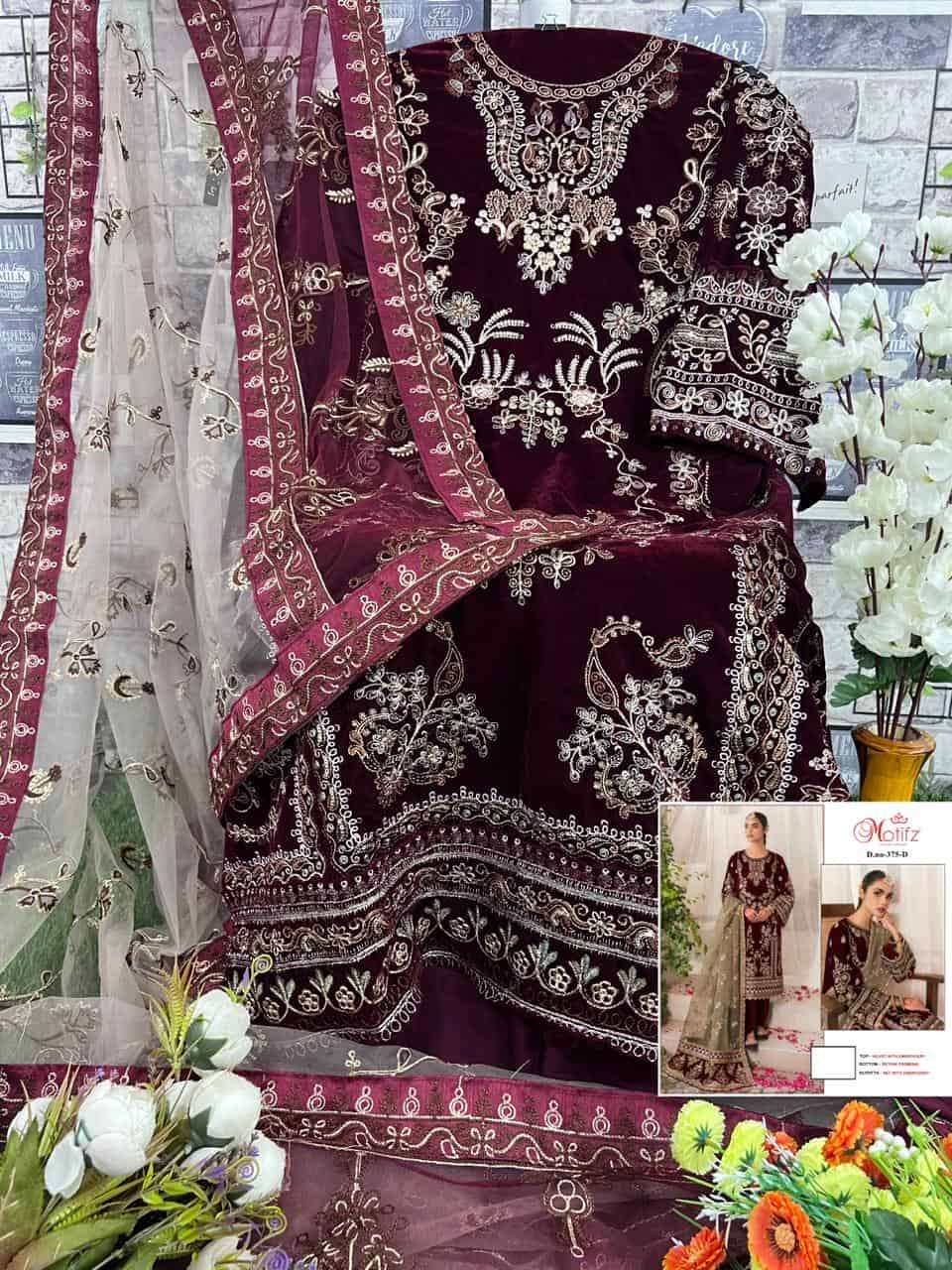 Motifz 375 Colors Exclusive Heavy Designer Pakistani Velvet Suit view 8