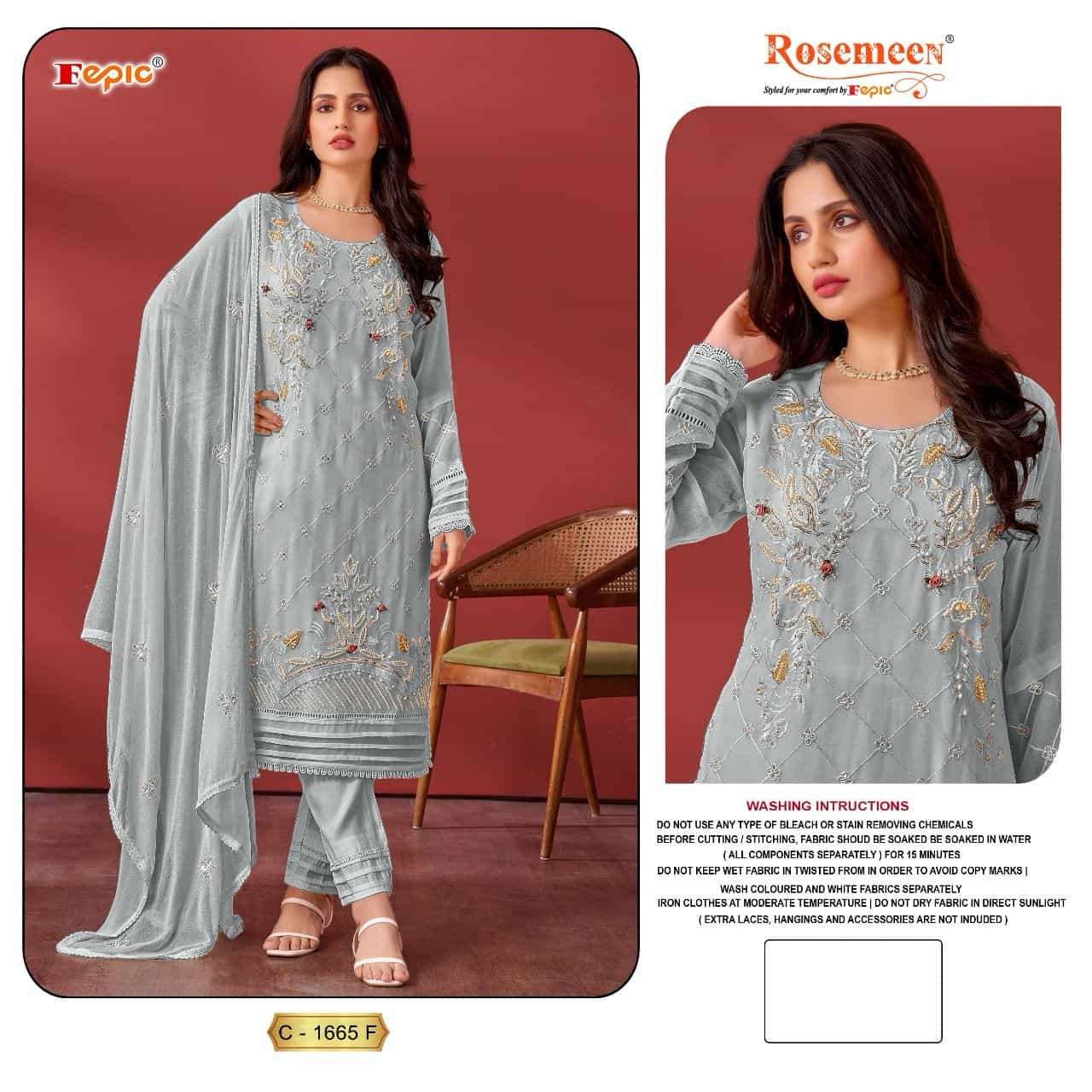 Fepic C 1665 Colors Latest Designer Georgette Embroidered Salwar Suit Wholesalers view 4