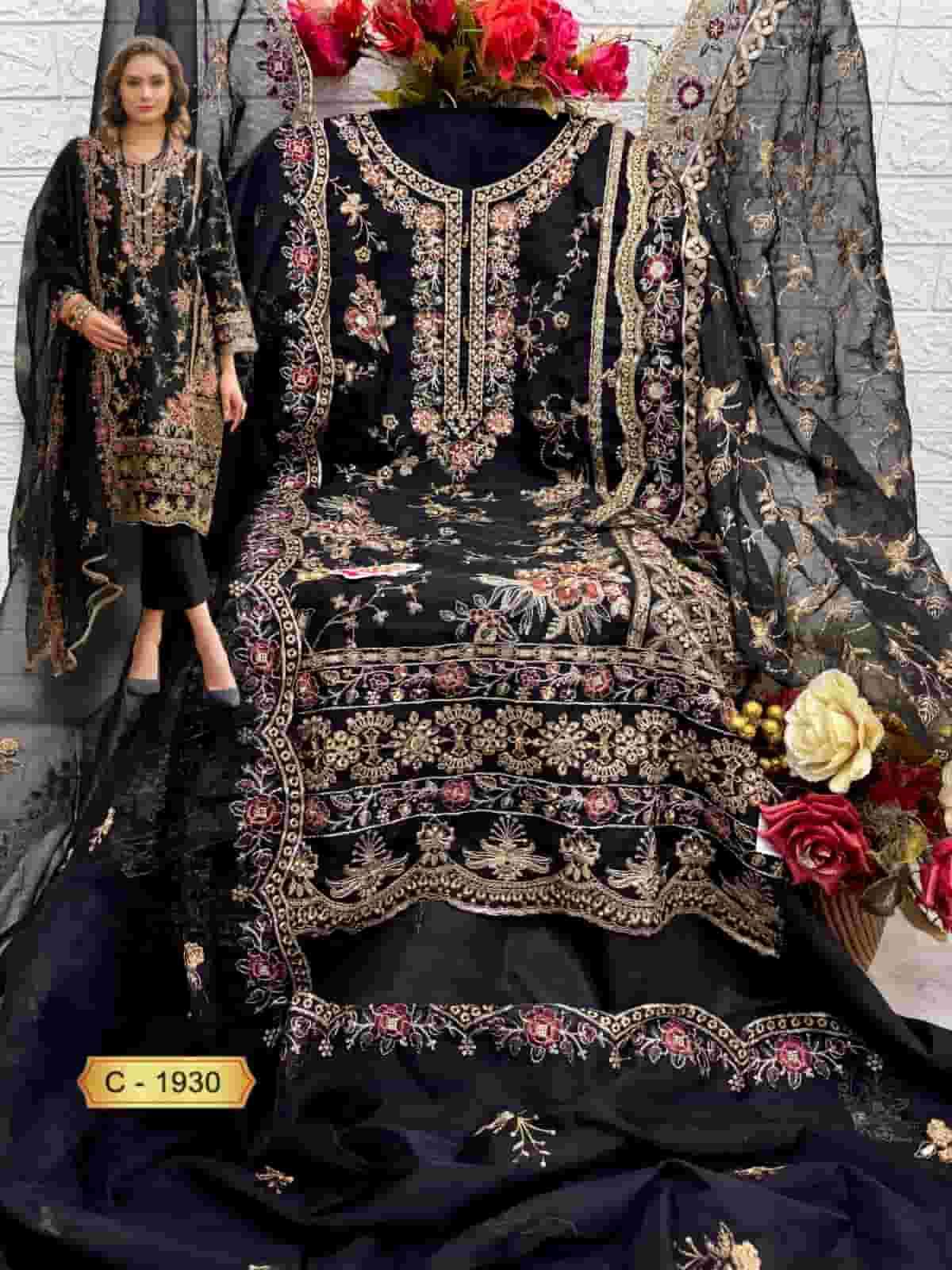 Fepic C 1930 A Pakistani Party Wear Style Designer Organza Embroidered Suit Exporter view 2