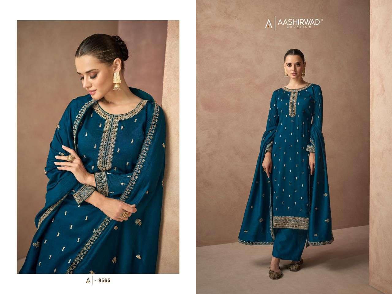 Aashirwad Gulkand Gulmohar Festive Wear Straight Designs Ladies Suit view 5