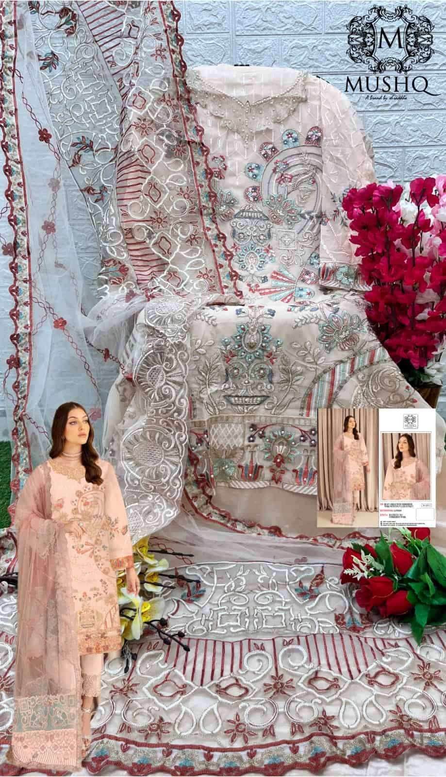 Mushq M 205 Colors Fancy Designer Style Party Wear Pakistani Suit Exporter view 3