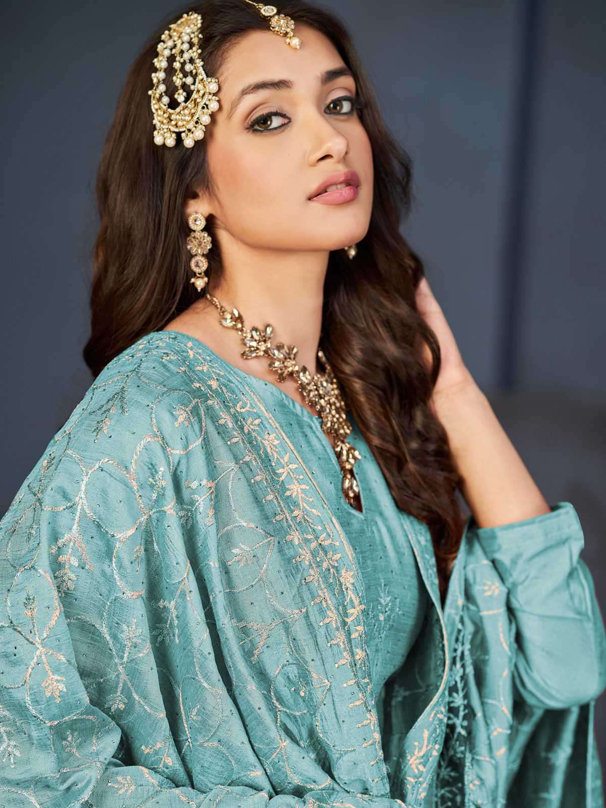 Alfaaz Riona Festive Wear Dola Jacquard Semi Stitched Dress New Collection view 7