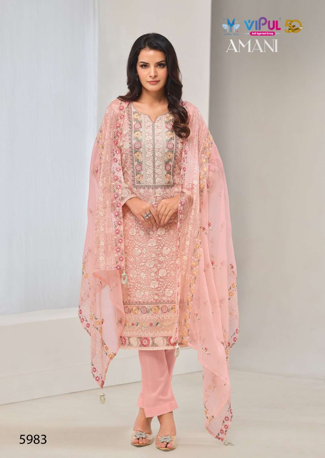 Vipul Fashion Amani 5981 To 5986 Designer Organza Partywear Suit view 14