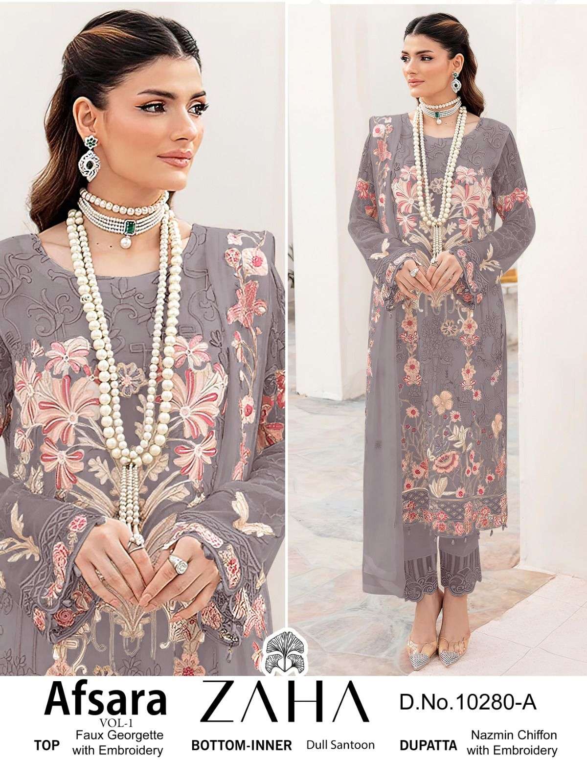 Zaha Afsara Vol 1 10280 Colors Designer Work Pakistani Dress view 9