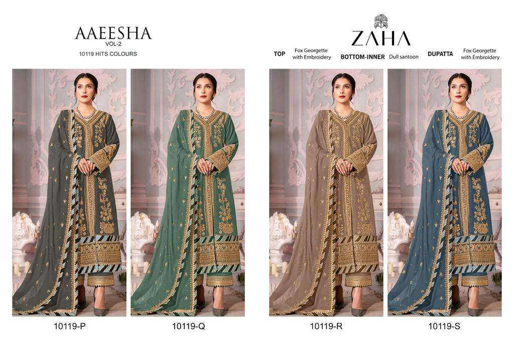Zaha Aaeesha Vol 2 10119 Colors Pakistani Festive Wear Style Salwar Suit Wholesalers view 3