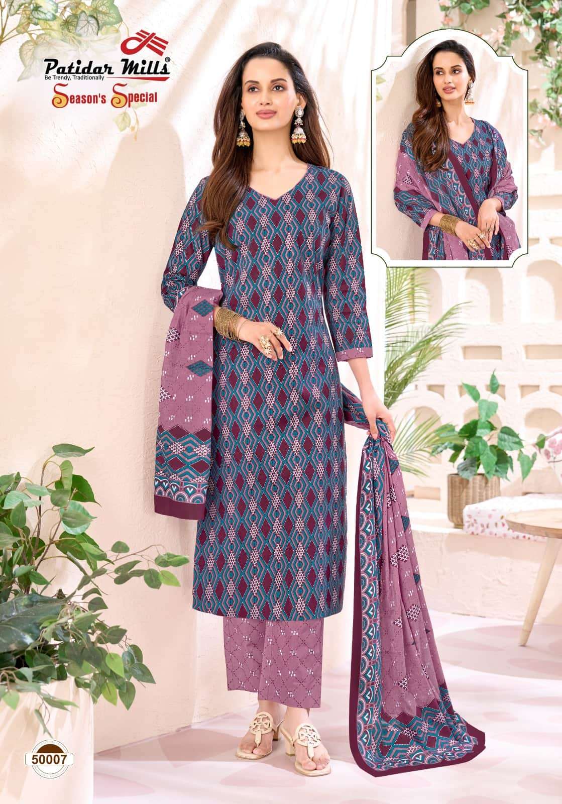 Patidar Mills Seasons Special Vol 50 Pure Cotton Unstitch Suit view 8