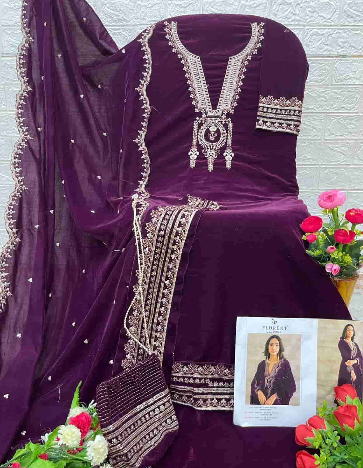 Florent 1020 Colors Pakistani Style Designer Velvet Salwar Suit Wholesalers view 6