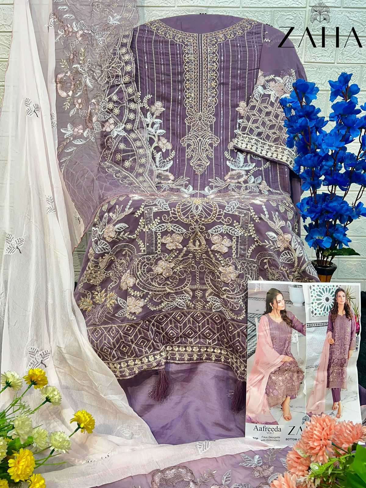 Zaha Aafreeda Vol 2 Unstitch Pakistani Dress Catalog Exporters view 8