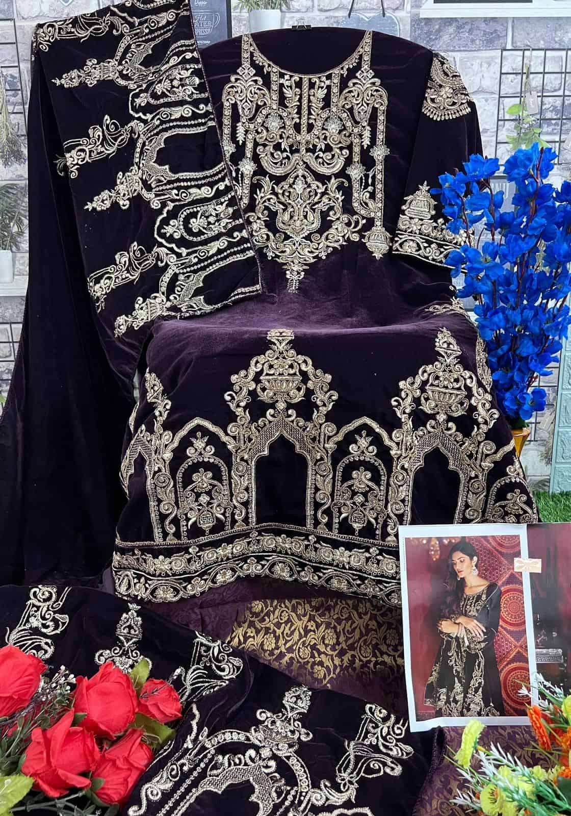 Deepsy Velvet Heavy Embroidered Salwar Suit view 7