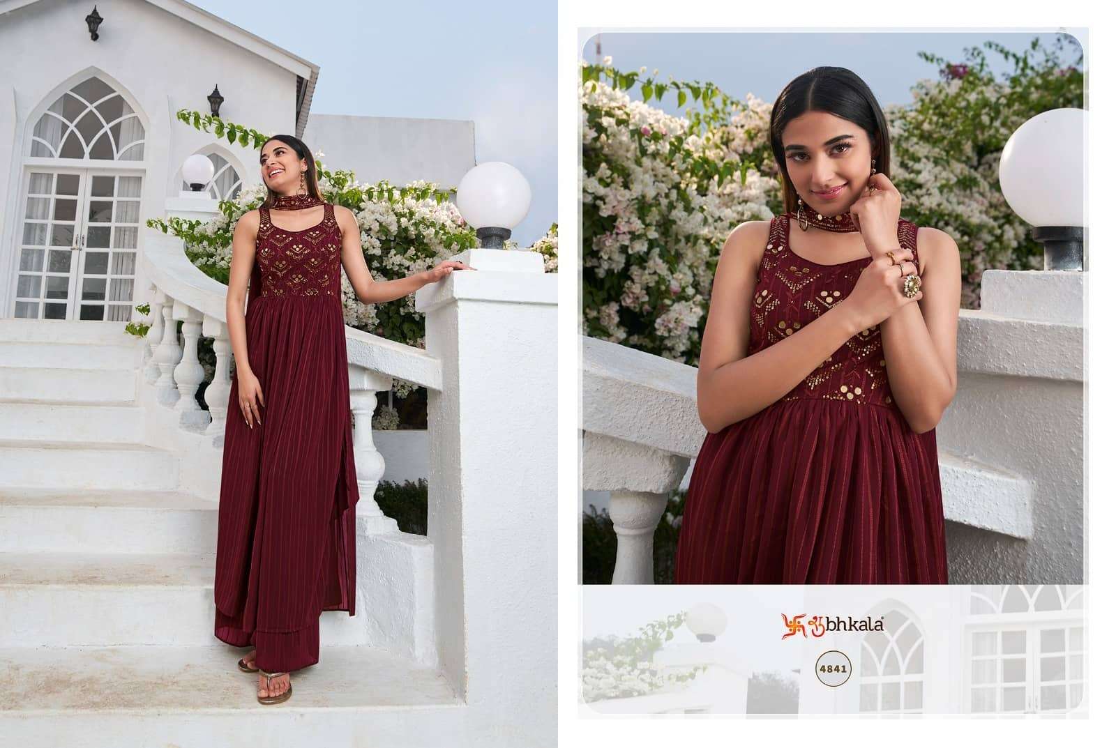 Shubhkala Flory Festive Palazzo Dress view 4