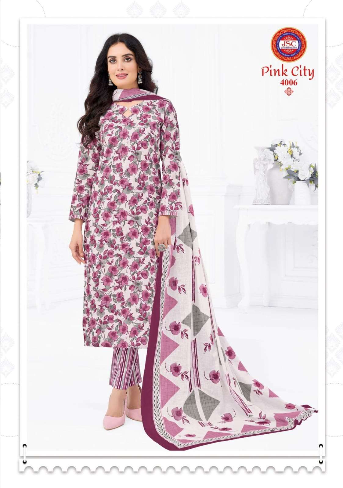 Jsc Pink City Vol 1 Unstitch Cotton Salwar Suit view 8