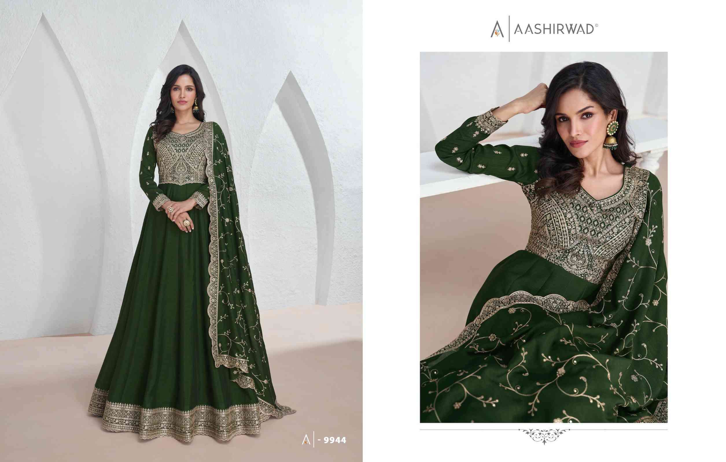Aashirwad Saroj 9943 To 9947 Partywear Designer Gown view 3