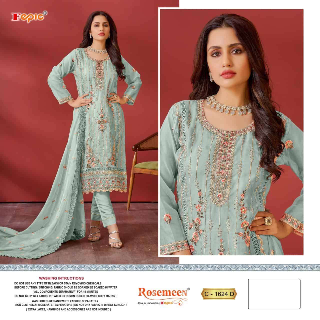 Fepic Rosemeen Organza Pakistani Salwar Suit