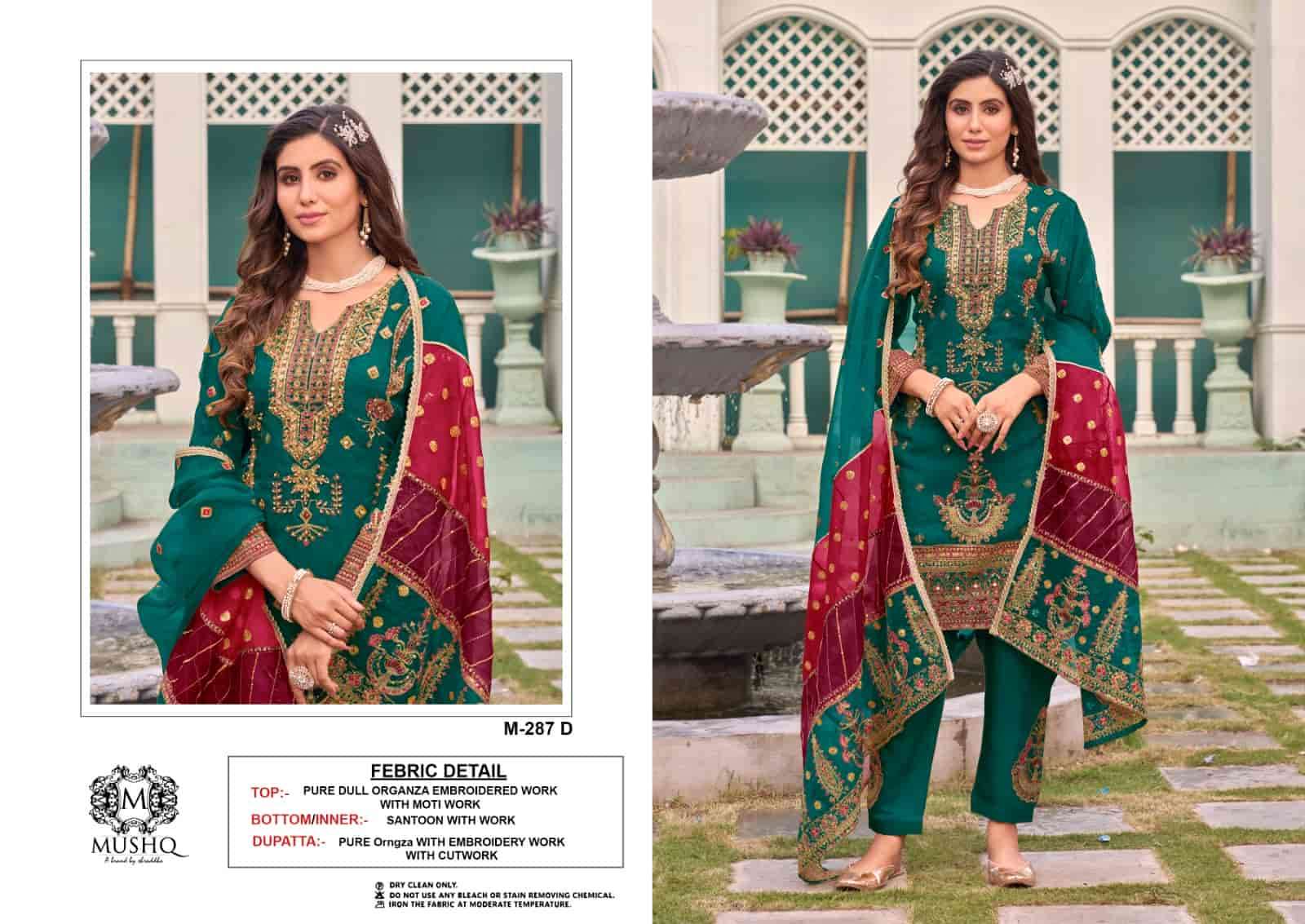 Mushq M 287 Colors Pakistani Festive Wear style Embroidered Designs Suit Exporters view 3
