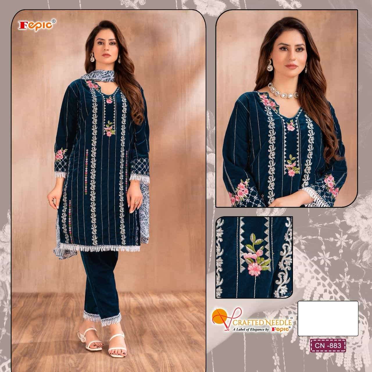 Crafted Needle CN 883 Velvet Pakistani Suit view 2