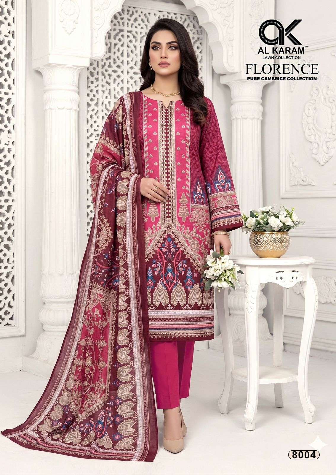 Al Karam Florence Vol 8 Pure Cambric Cotton Dress Material view 6