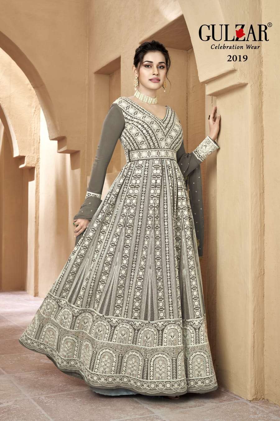 Gulzar Resham Latest Designer Anarkali Gown Partywear Collection view 6