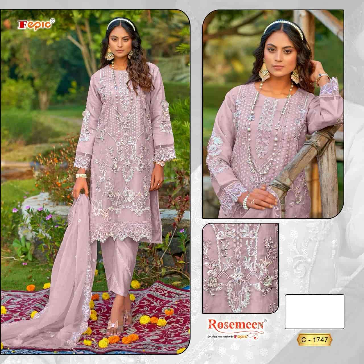 Fepic C 1747 Luxurious Organza Pakistani Unstitched Salwar Kameez Exporter