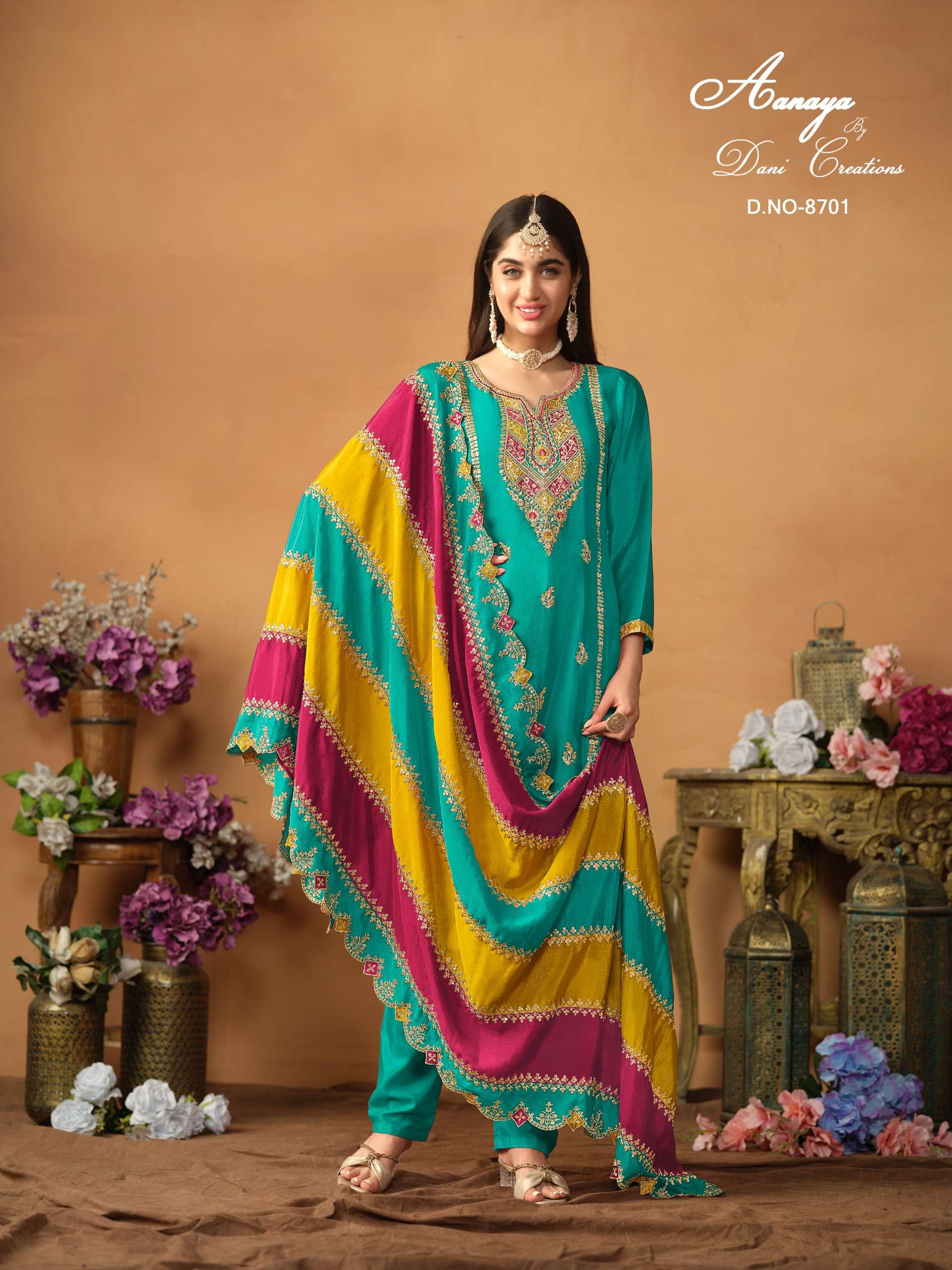 Aanaya Vol 187 8701 To 8703 Designer Style Straight Suit Latest Collection view 2