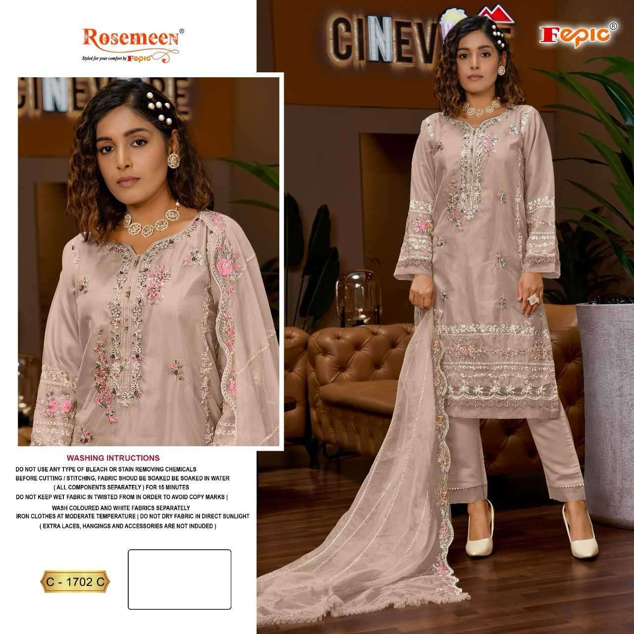 Fepic Rosemeen Organza Pakistani Unstitch Suit view 2