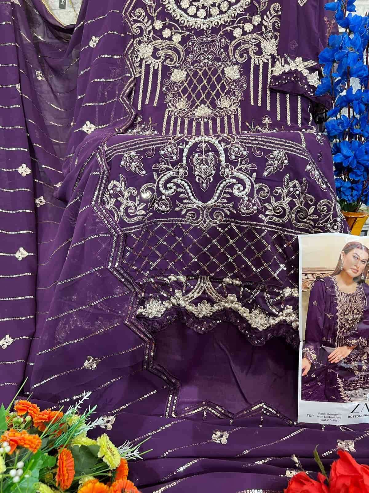 Zaha 10235 Festive Wear Style Designer Pakistani Georgette Suit Collection view 3