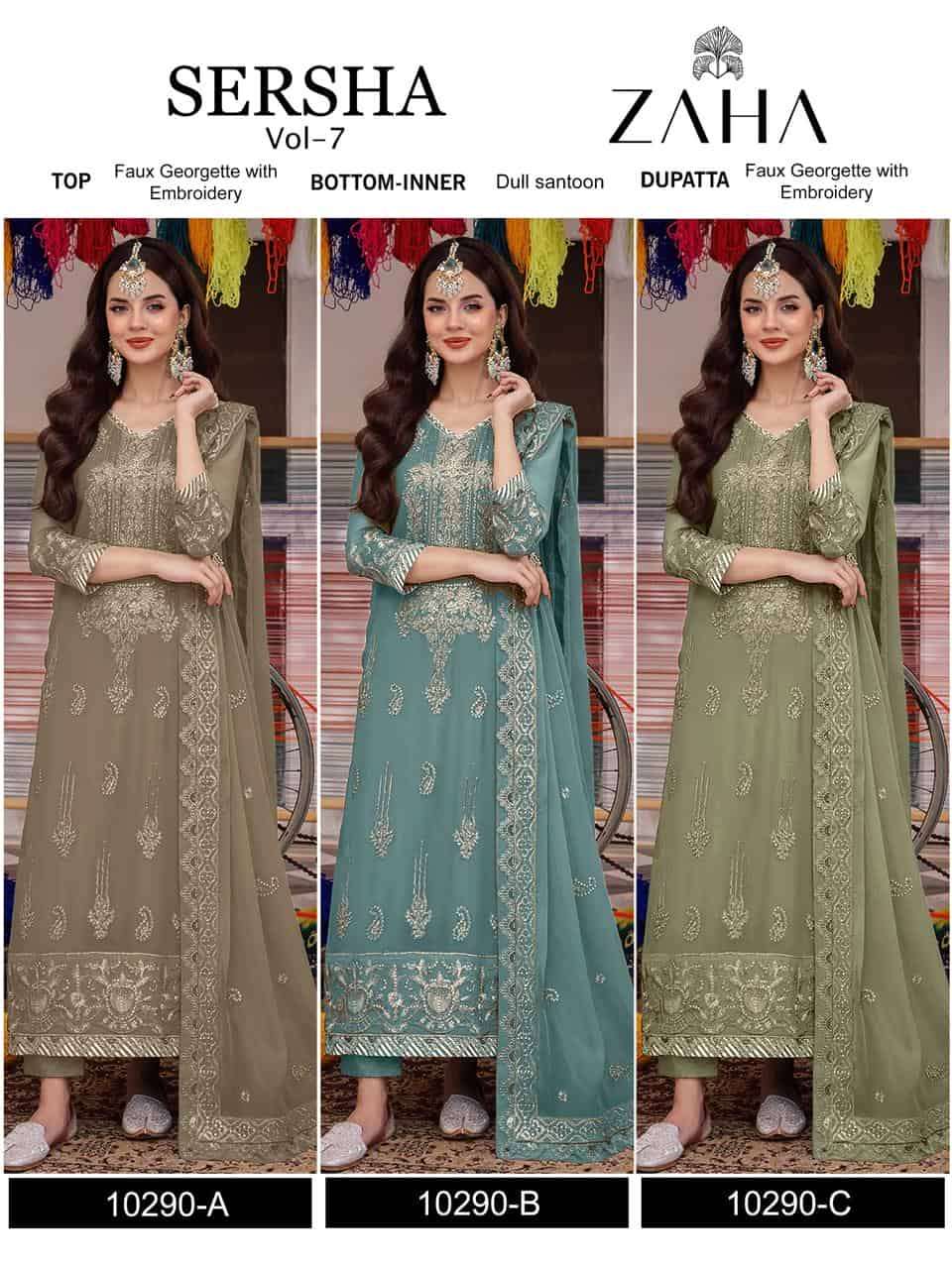 Zaha Sersha Vol 7 10290 Colors Georgette Fancy Salwar Kameez Limited Edition view 12