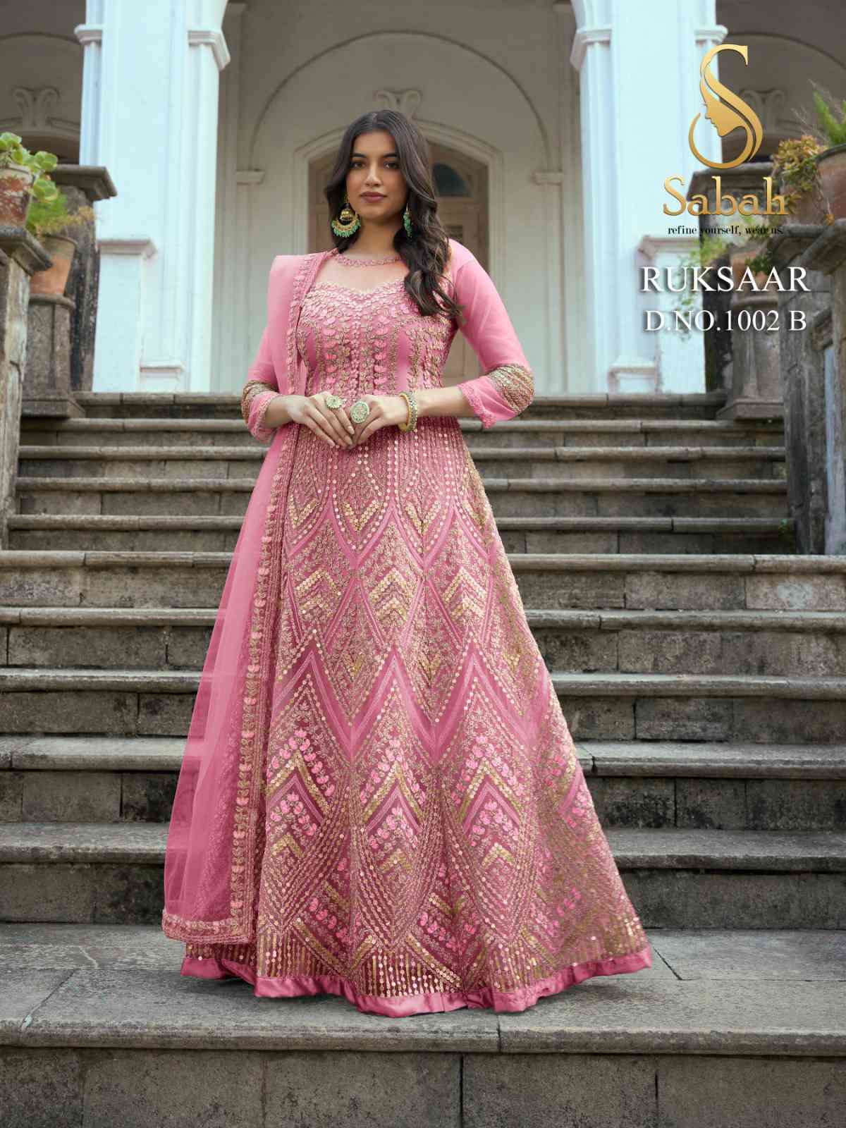 Fk Fashion Sabah Ruksaar 1002 Colors Designer Partywear Gown view 4