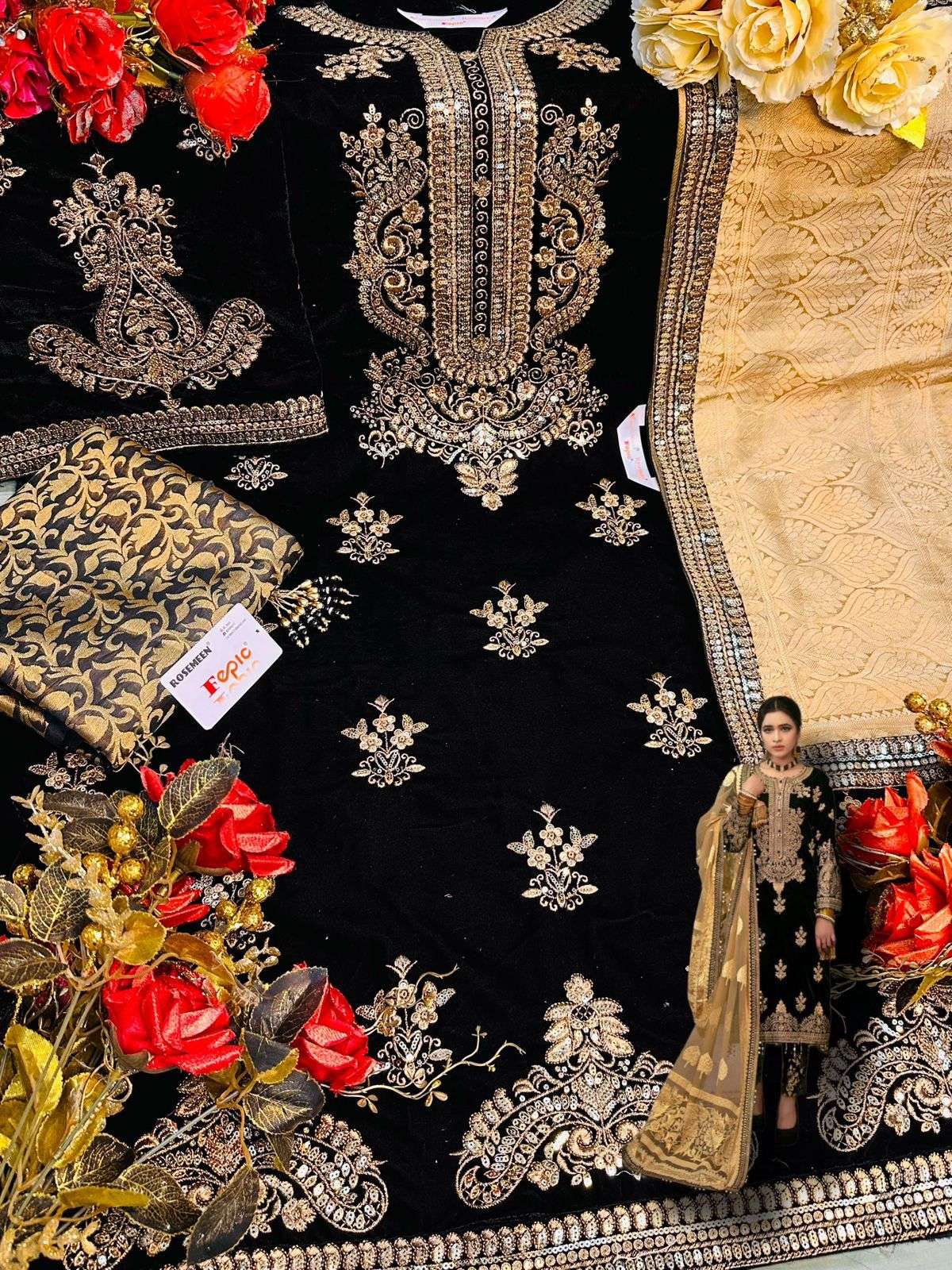 Fepic D 5222 Colors Party Wear Velvet Pakistani Designer Suit view 2