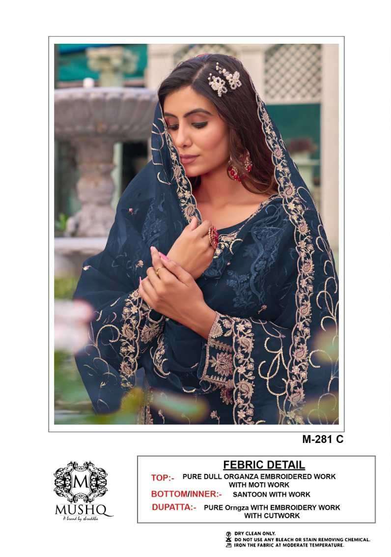 Mushq M-281 C Organza Pakistani Suit