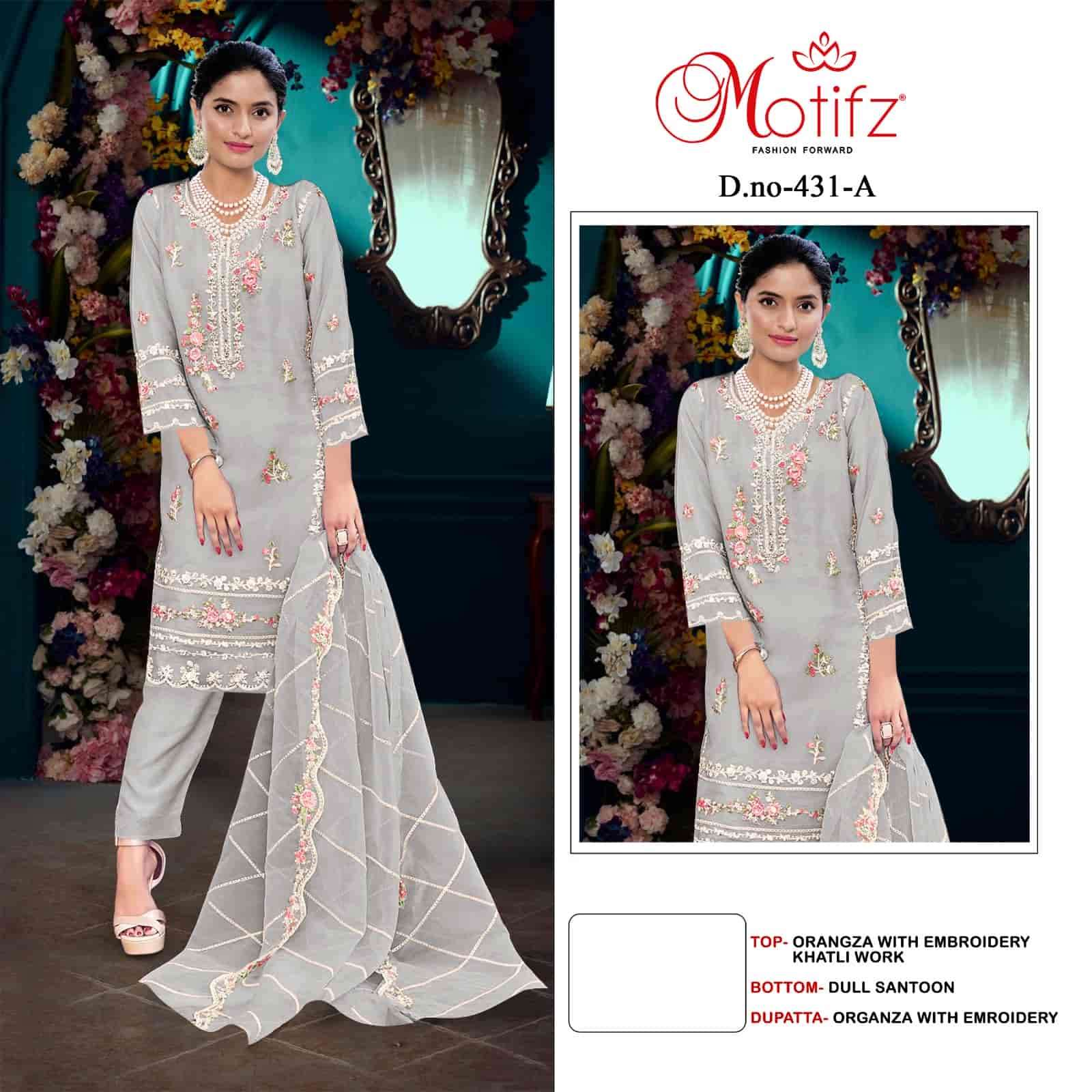 Motifz 431 A Organza Embroidered Salwar Suit