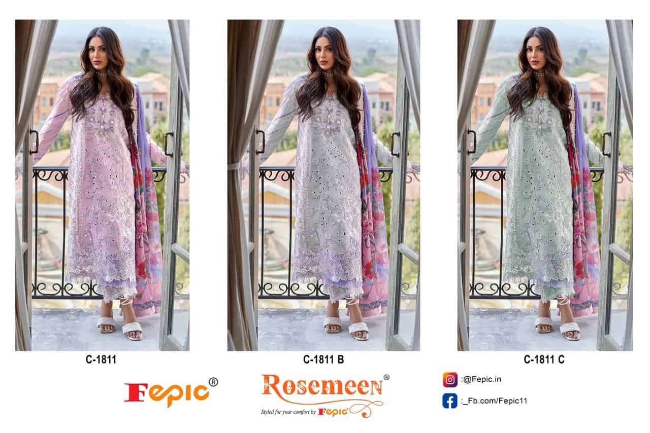 Fepic C 1811 Colors Elegant Cotton Embroidered Pakistani Suit Ensemble view 4