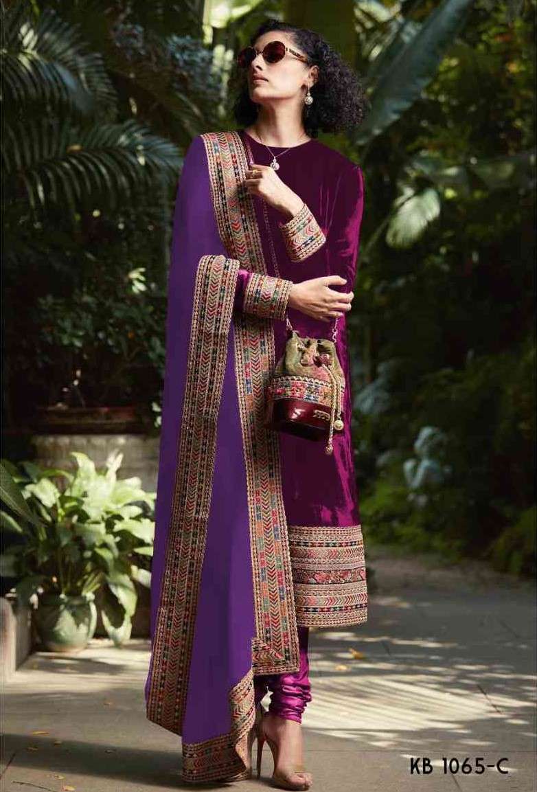Kb Series Kb 1065 Traditional Partywear Velvet Salwar Suit view 6