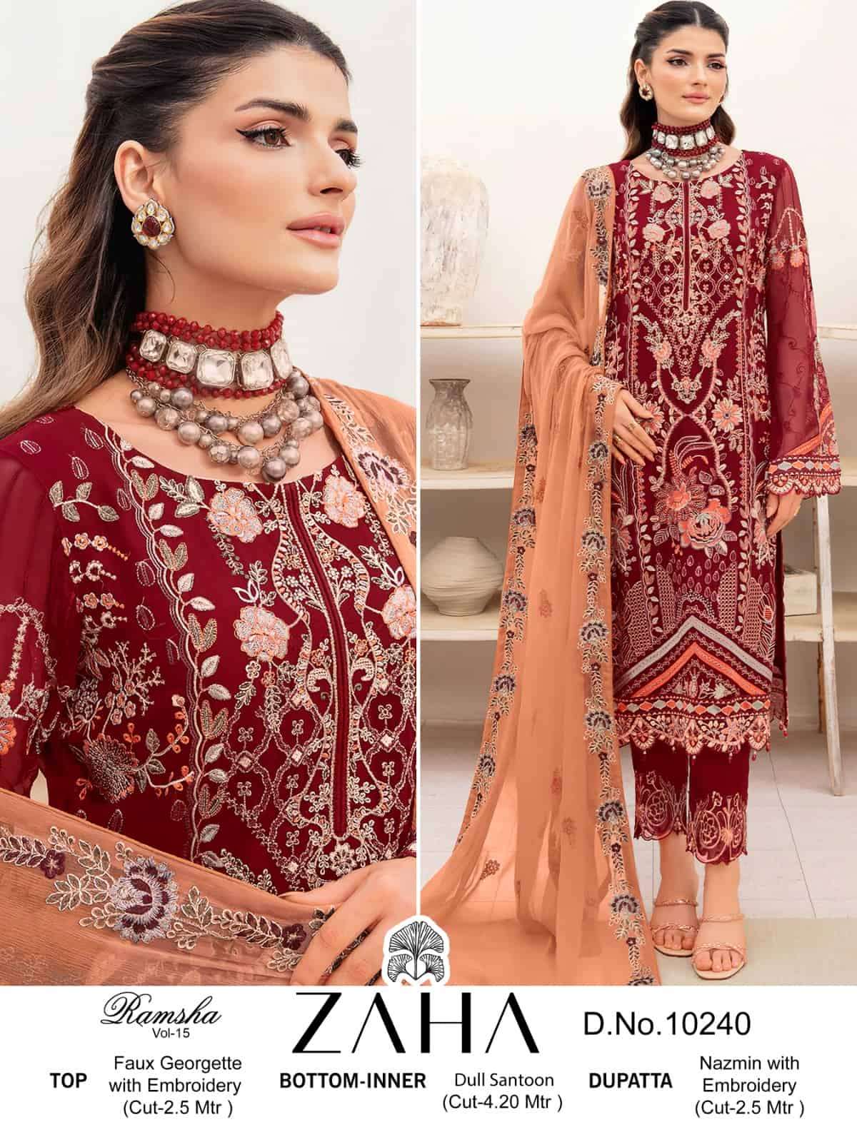Zaha Ramsha Vol-15 Georgette Pakistani Suit