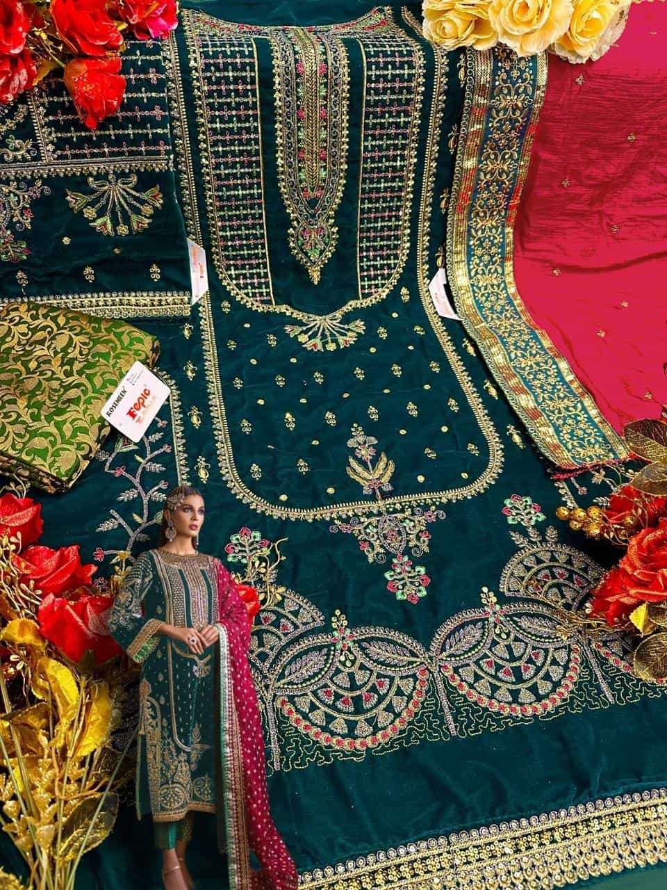 Fepic V 17032 B Pakistani Party Wear Style Heavy Designs Velvet Suit view 2
