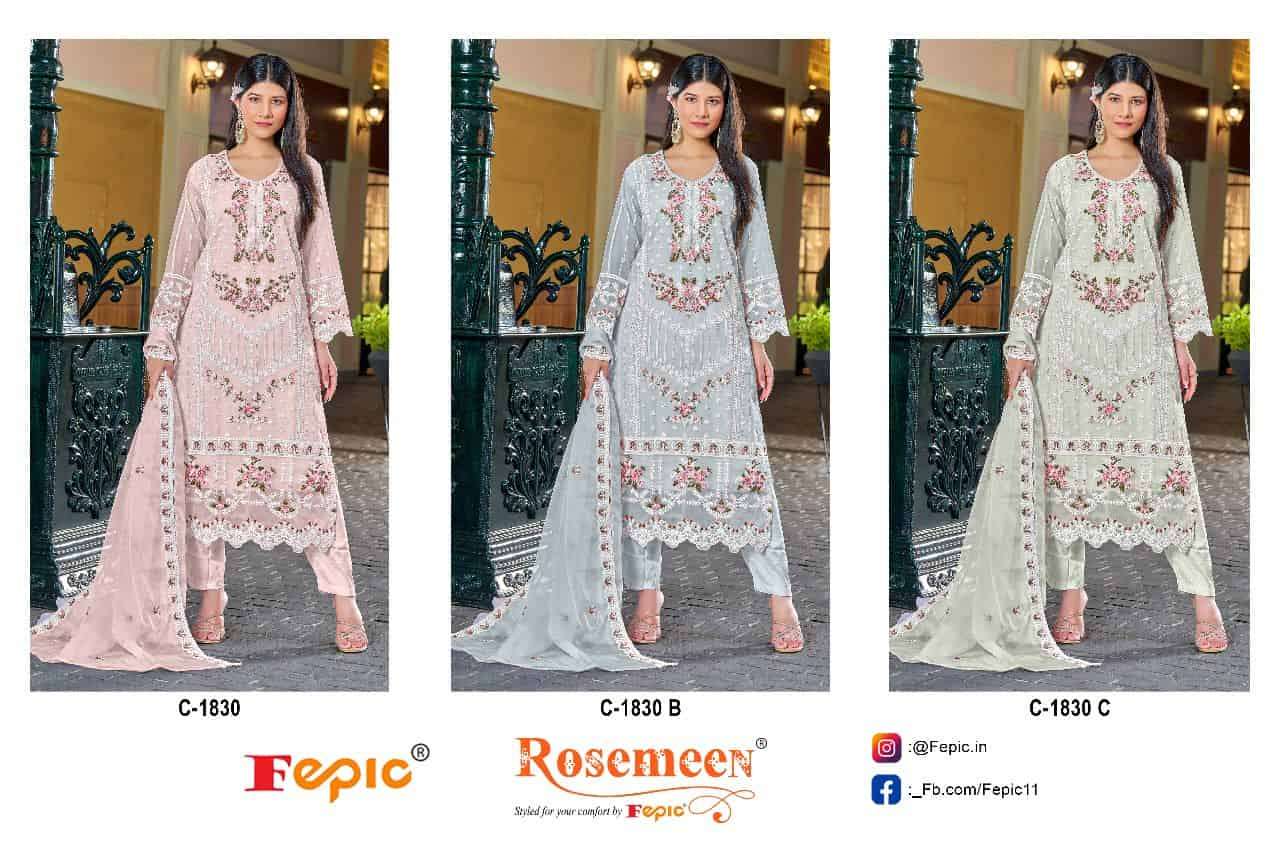 Fepic C 1830 Colors Pakistani Designer Style Embroidered Salwar Suit Wholesalers view 4