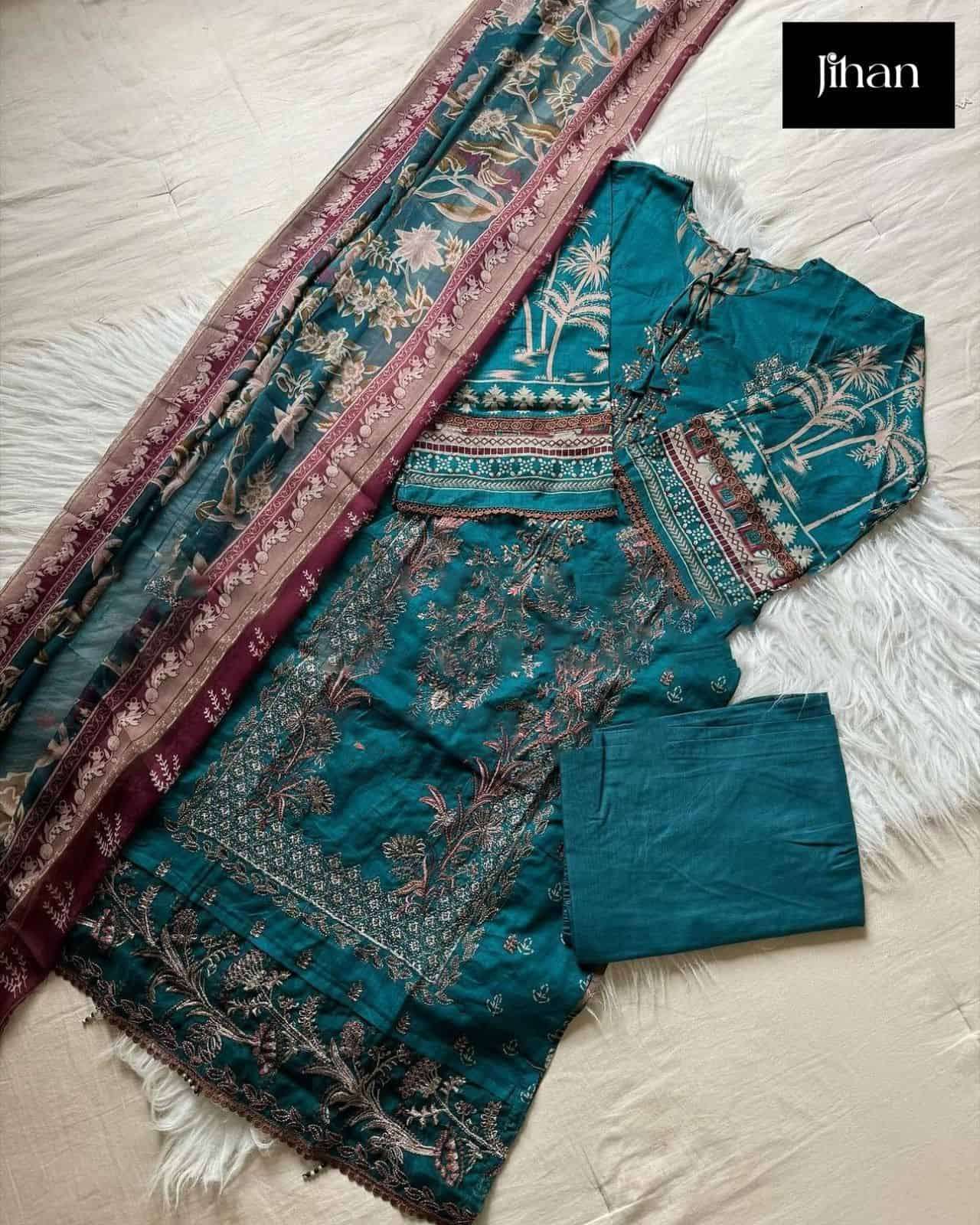 Jihan Chevron Luxury Lawn Cotton Suit 3374 view 4