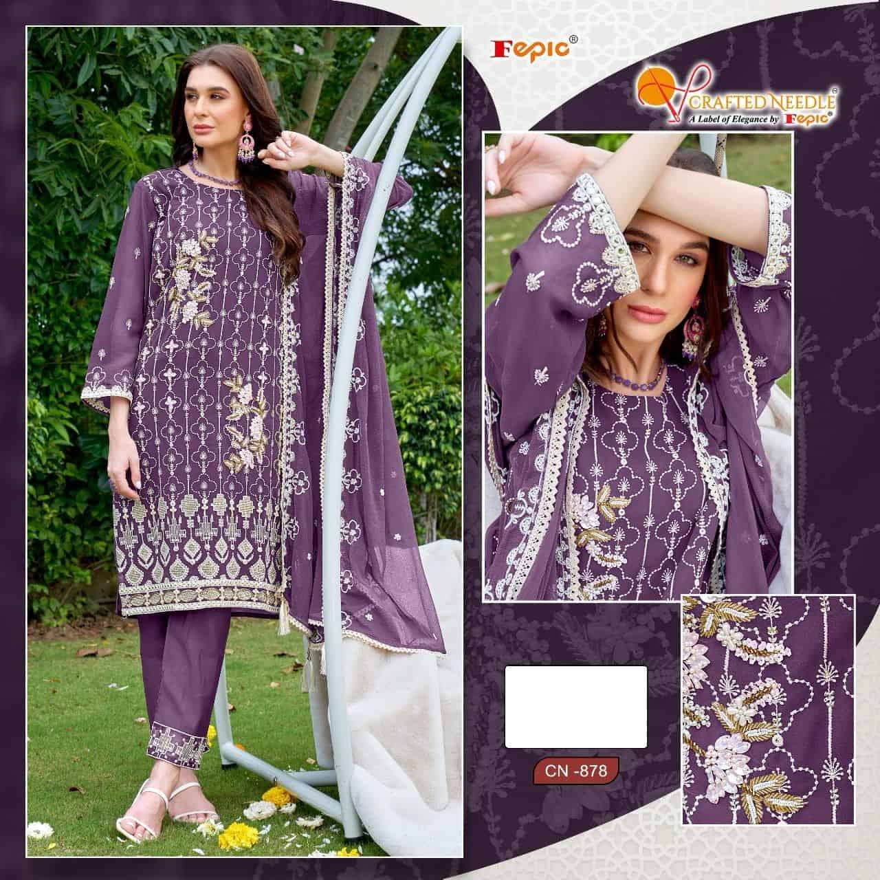 Crafted Needle CN 878 By Fepic Fancy Designer Style Pakistani Readymade Suit Exporters view 4