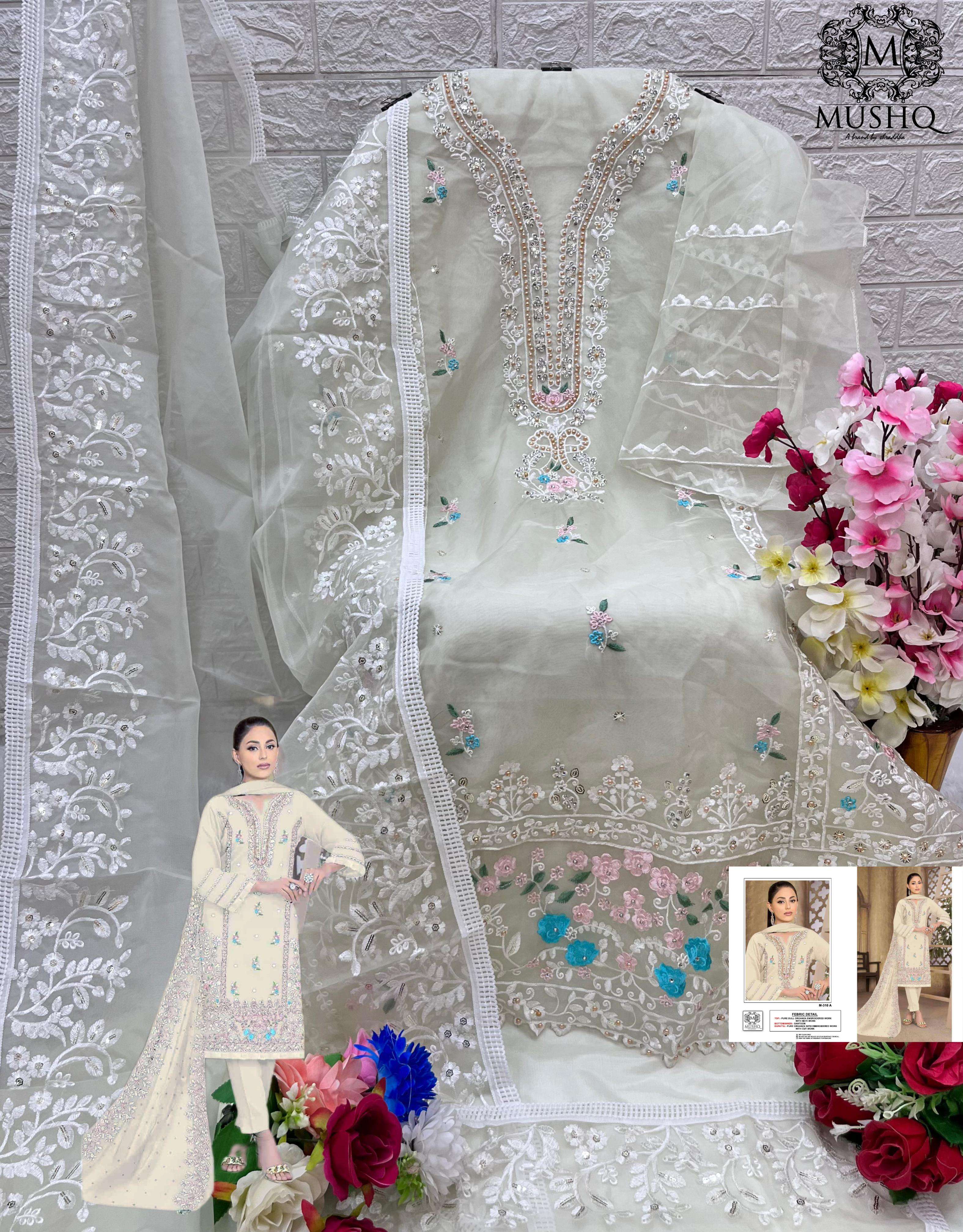 Mushq M 310 A Pakistani Festive Wear Style Designer Embroidered Suit Exporter view 2