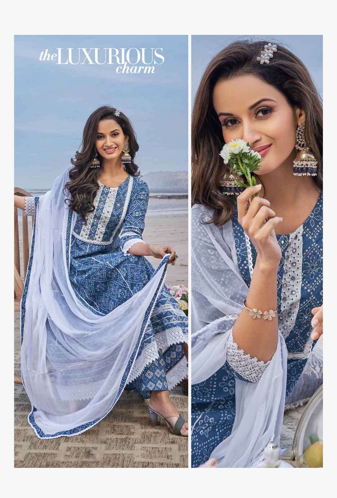 Hiva Mahek Pure Cotton Exclusive Anarkali Style Dress Combo Designs view 11