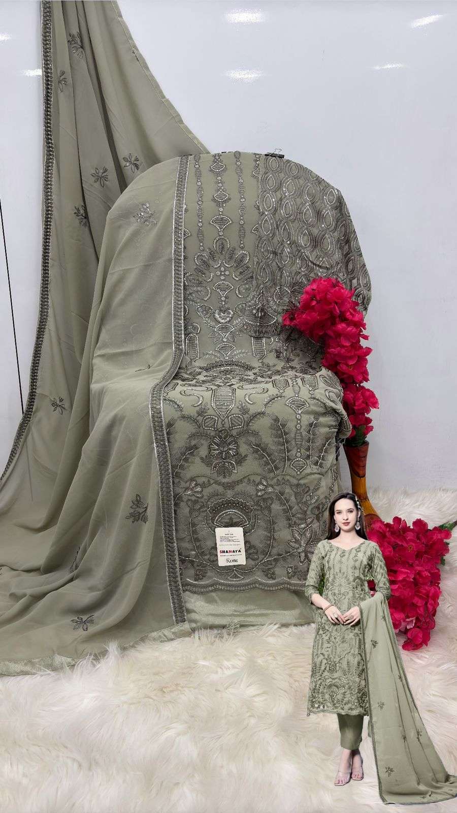Shanaya S 196 Pakistani Style Designer Georgette Embroidered Suit Exporter view 2