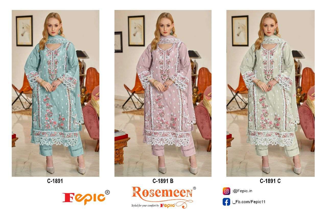 Fepic C 1891 Colors Pakistani Organza Suit Catalog Wholesalers view 7