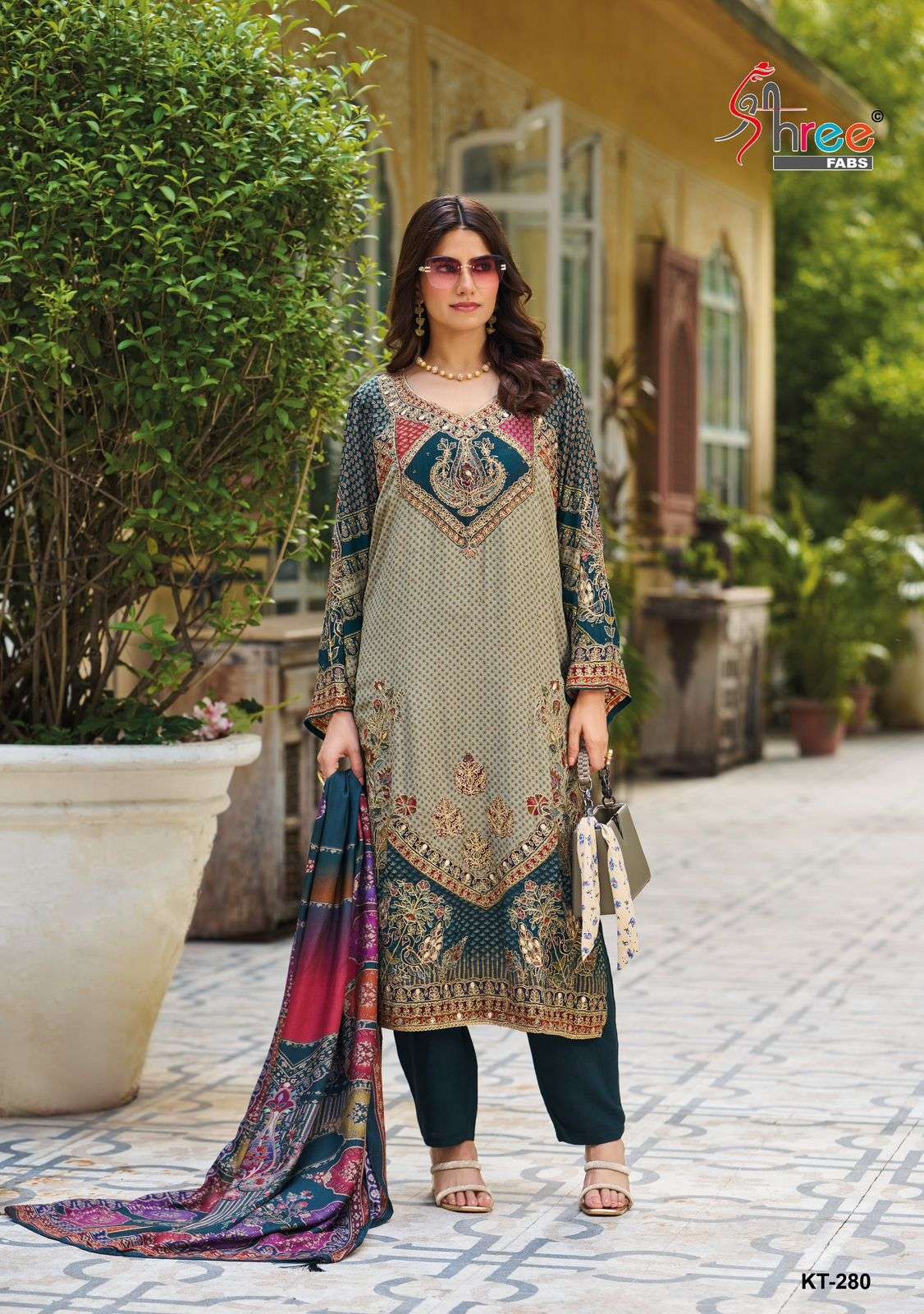 Shree Fabs Kt 280 A Pure Viscose Muslin Pakistani Suit Collection view 2