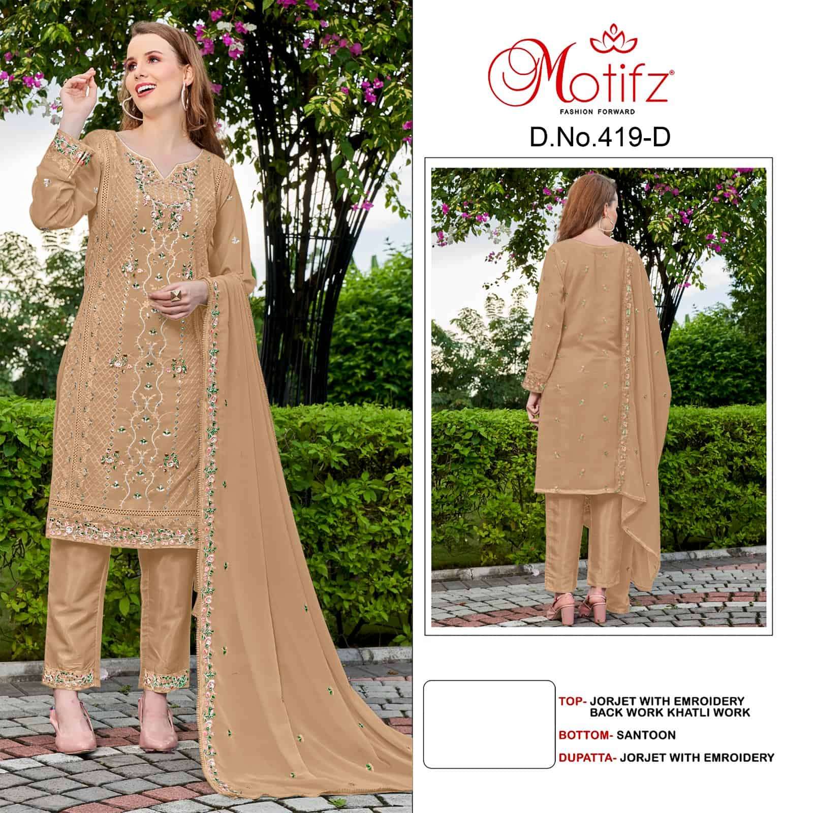 Motifz 419 Colors Pakistani Fancy Designer Style Salwar Suit Wholesalers view 3