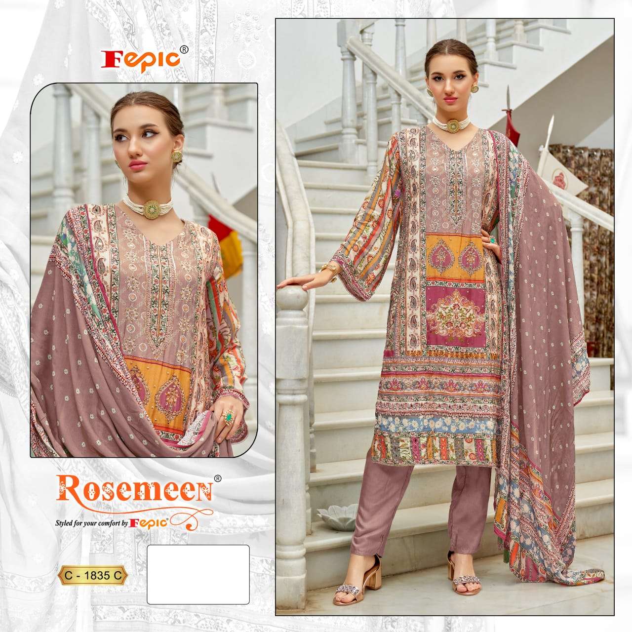 Fepic Rosemeen Muslin Digital Printed Suit view 2